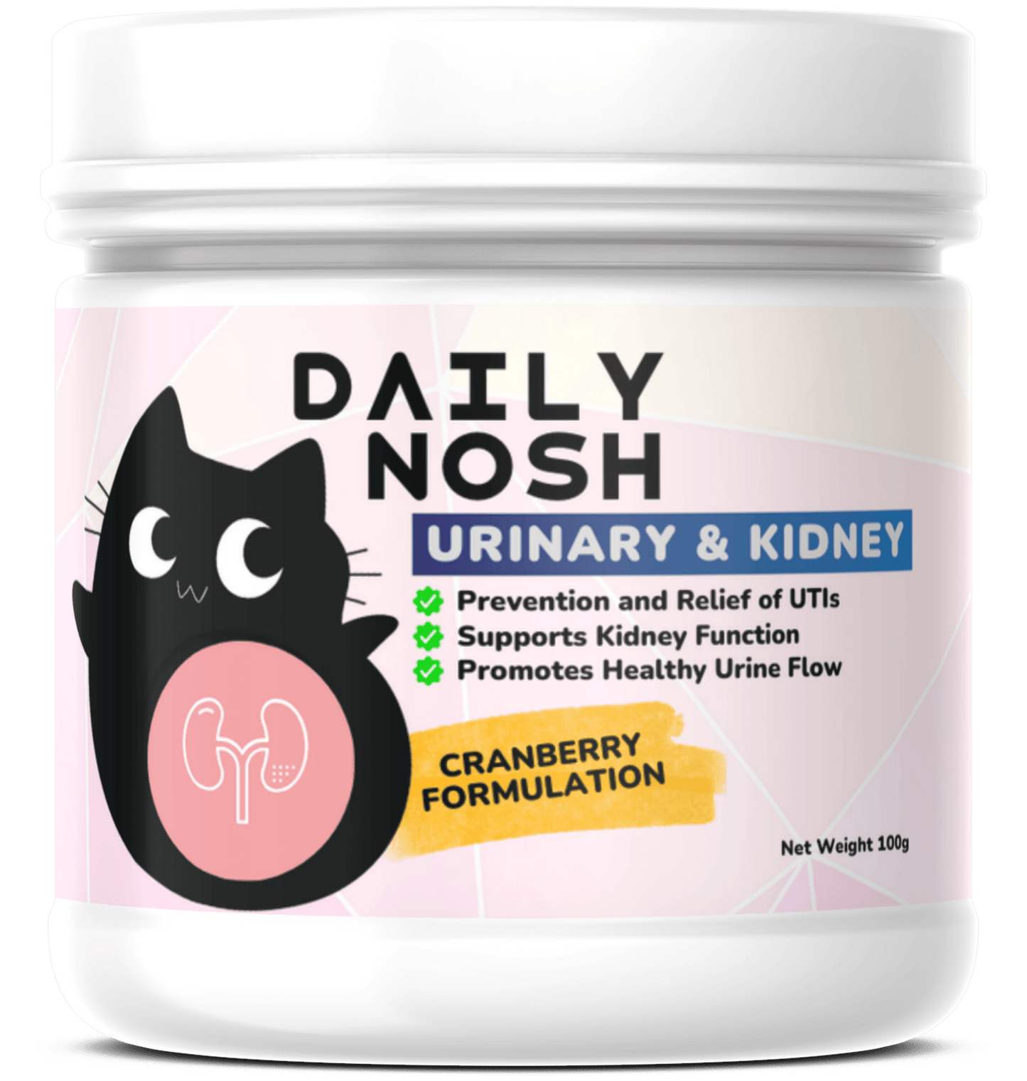 Daily Nosh Urinary & Kidney Supplement Powder for Cats – powder supplement designed to support feline urinary tract health and kidney function, with natural ingredients and a palatable flavor