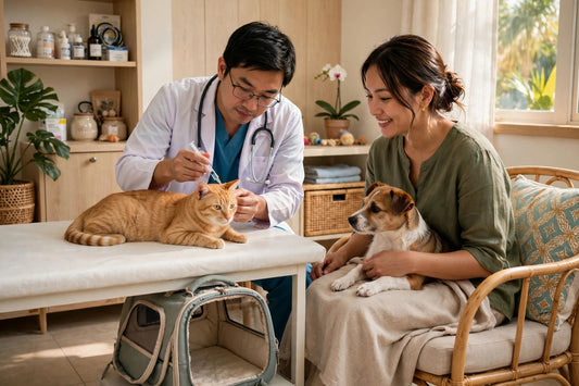 Adopted cat and dog receive gentle veterinary care in Malaysia