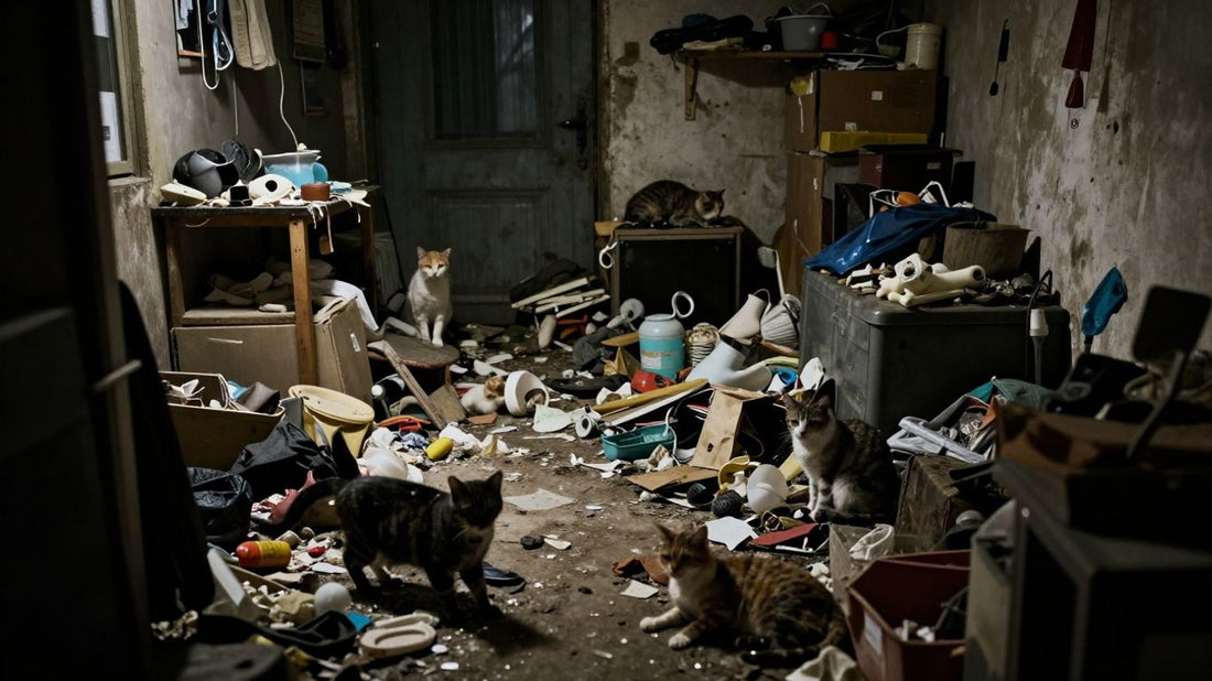 Seventy-one cats in a neglected, dirty apartment.