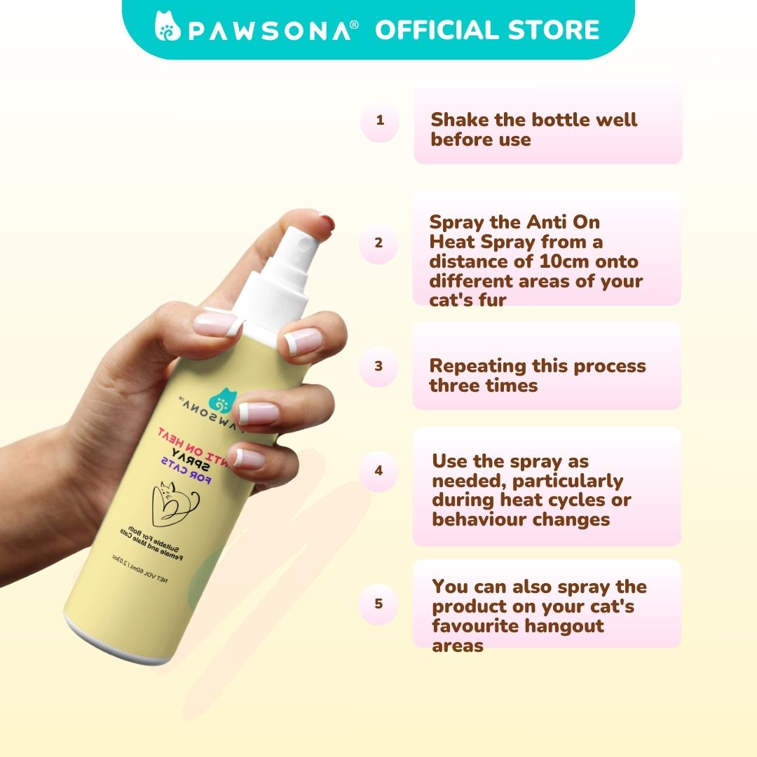 PAWSONA® Anti On Heat Spray for Cats - Pawsona Cat Calming Series anti on heat for cats anxiety relief cat anxious cats