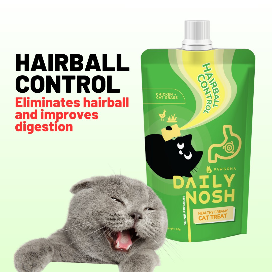 Hairball Control - Chicken & Cat Grass Formula 50g - Pawsona Cat Supplements cat supplement cat treat fluffy hair cat